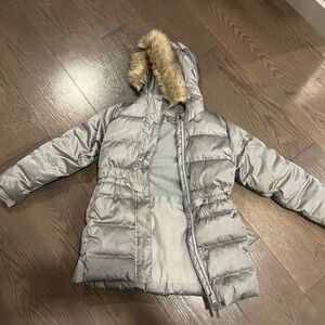 Eddie Bauer Gray Jacket with Faux Fur Trim size xs 5-6